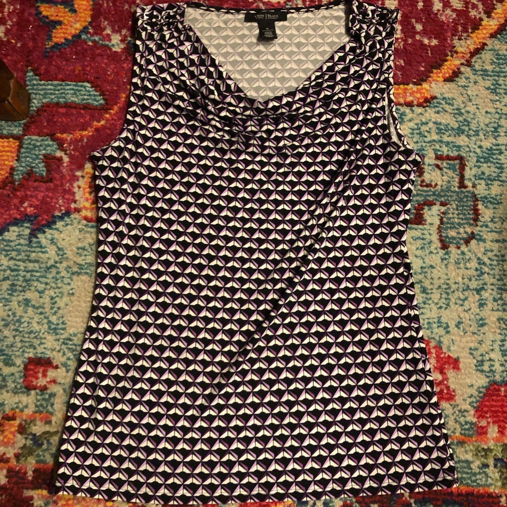 White House Black Market Geometric Sleeveless Blouse